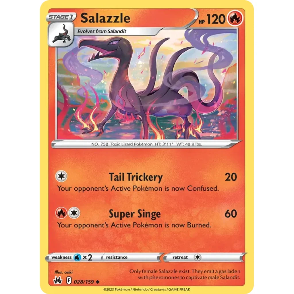 Salazzle 028/159 Uncommon Crown Zenith Pokemon Near Mint (NM) przód