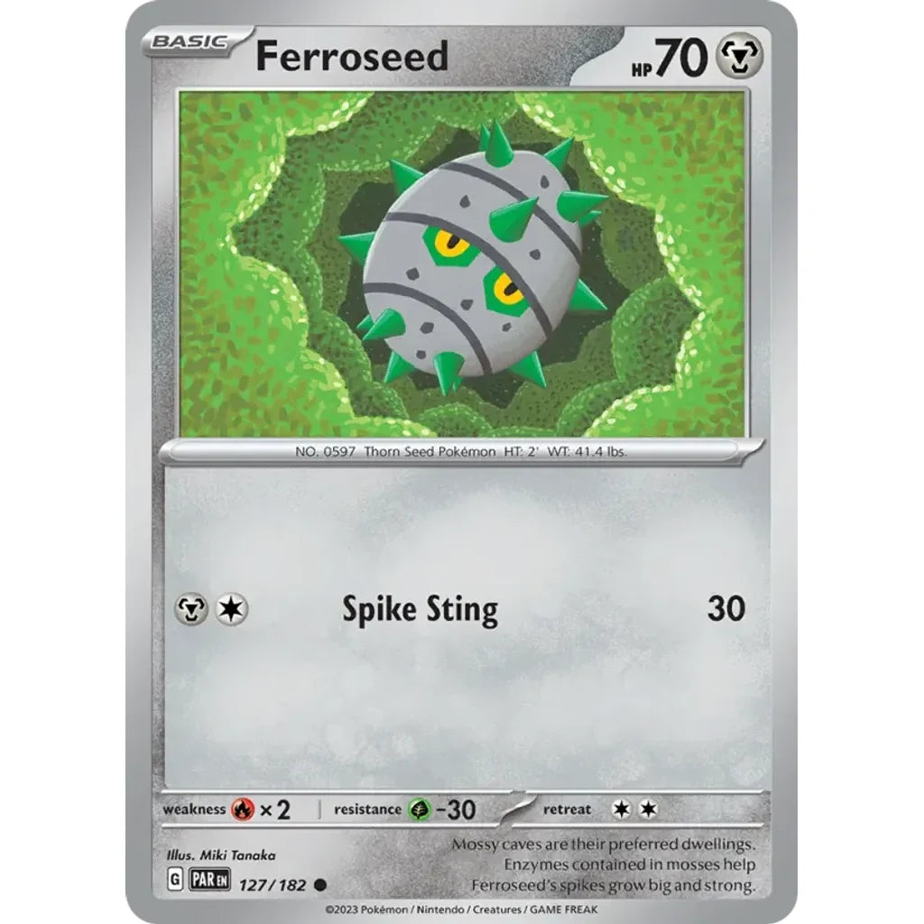 Ferroseed 127/182 Common Paradox Rift Pokemon Near Mint (NM) przód