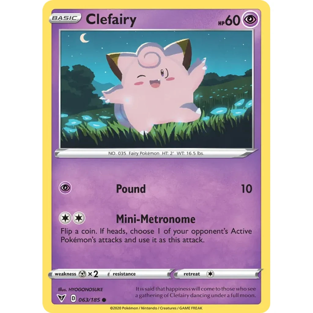 Clefairy 063/185 Common Vivid Voltage Pokemon Near Mint (NM) przód