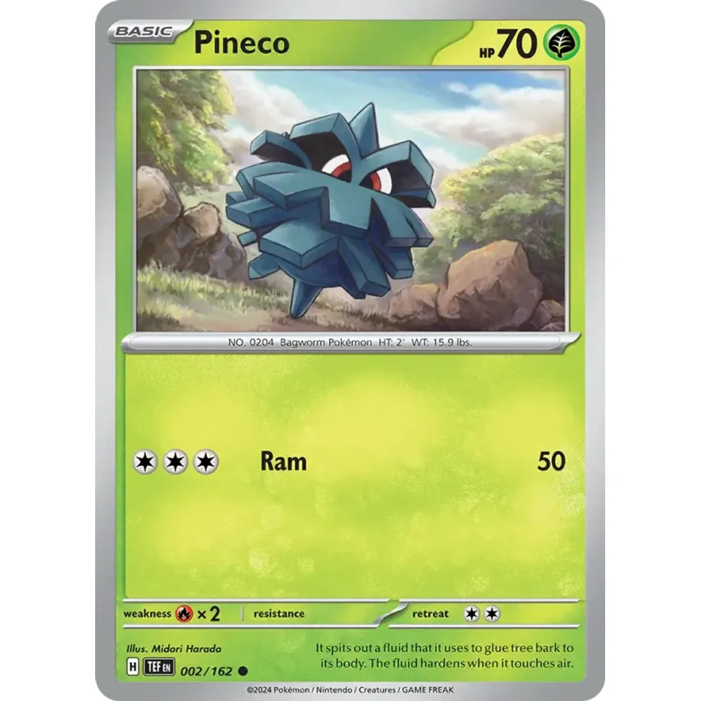 Pineco 002/162 Common Temporal Forces Pokemon Near Mint (NM) przód
