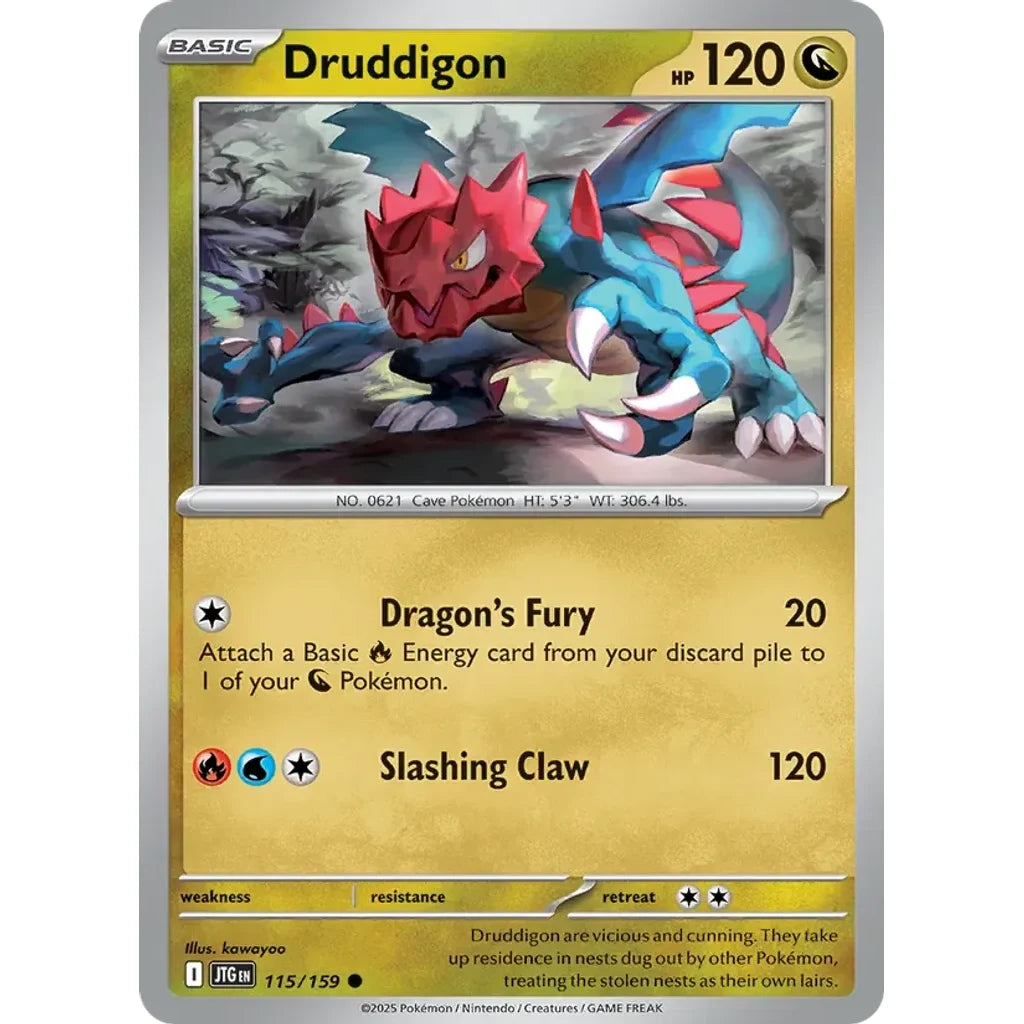 Druddigon 115/159 Common Journey Together Pokemon Reverse Holo Near Mint (NM) przód
