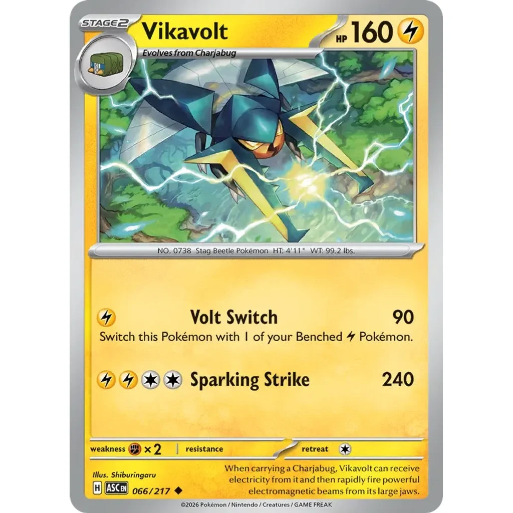 Vikavolt 066/217 Uncommon ME: Ascended Heroes Pokemon Lightly Played (LP) przód
