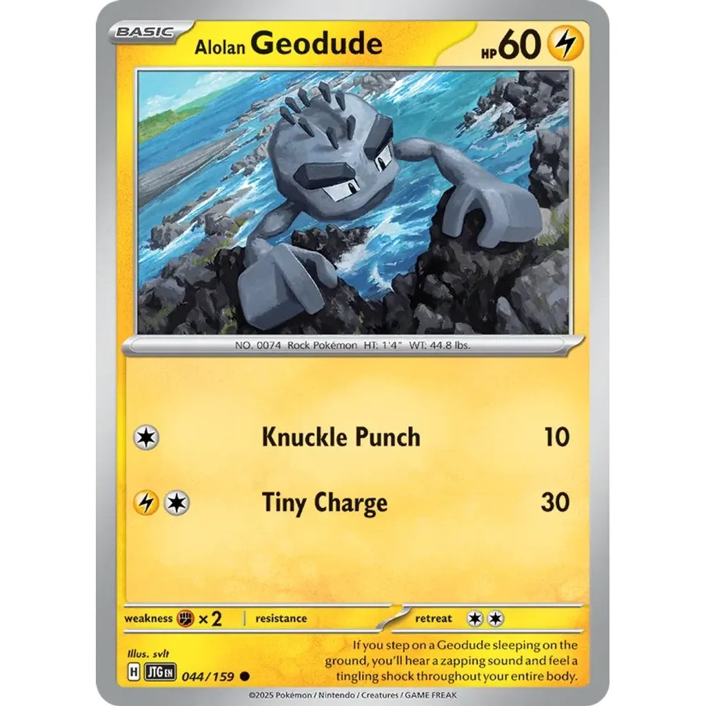 Alolan Geodude 044/159 Common Journey Together Pokemon Reverse Holo Near Mint (NM) przód