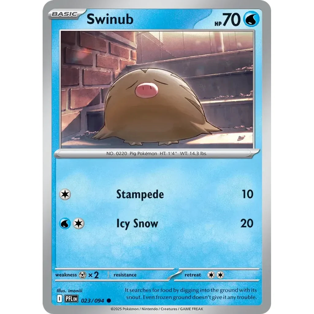 Swinub 023/094 Common Phantasmal Flames Pokemon Near Mint (NM) przód