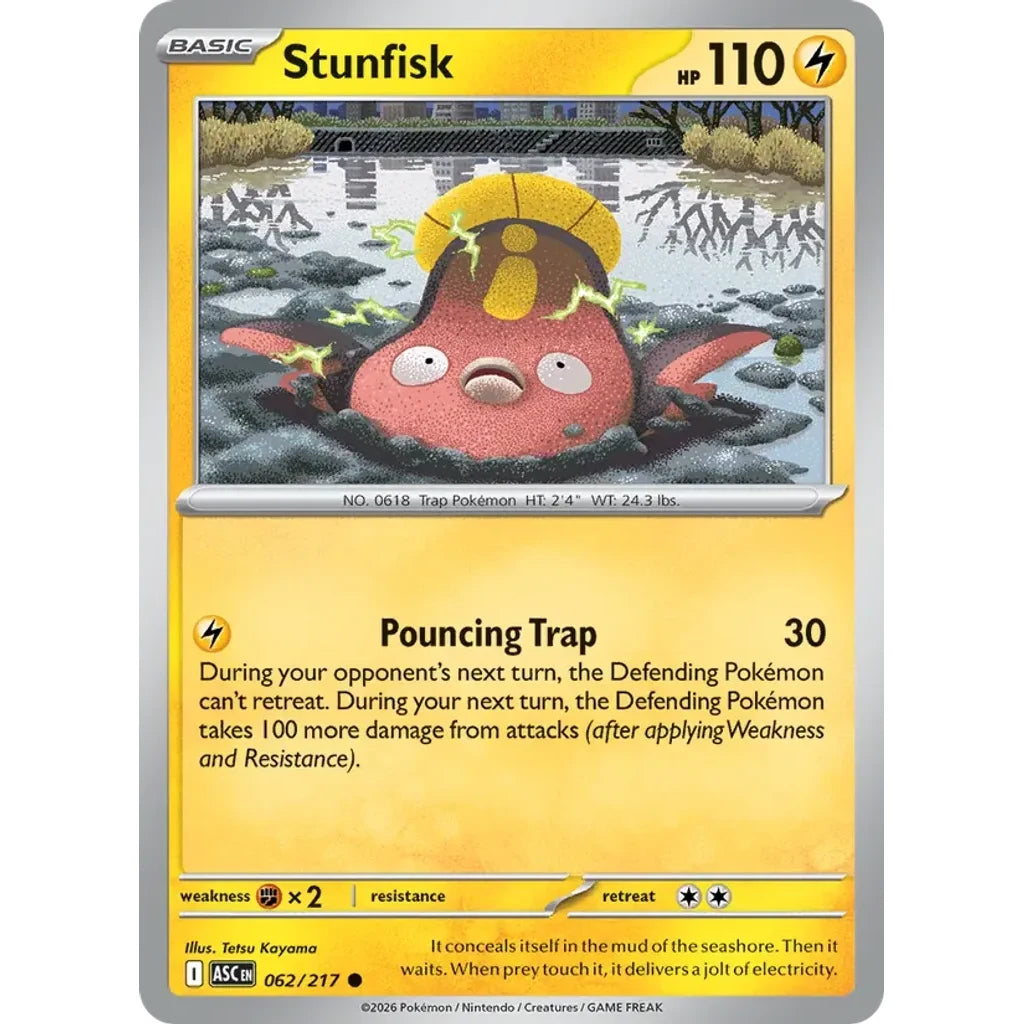 Stunfisk (Energy Symbol Pattern) 062/217 ME: Ascended Heroes Pokemon Reverse Holo Near Mint (NM) przód