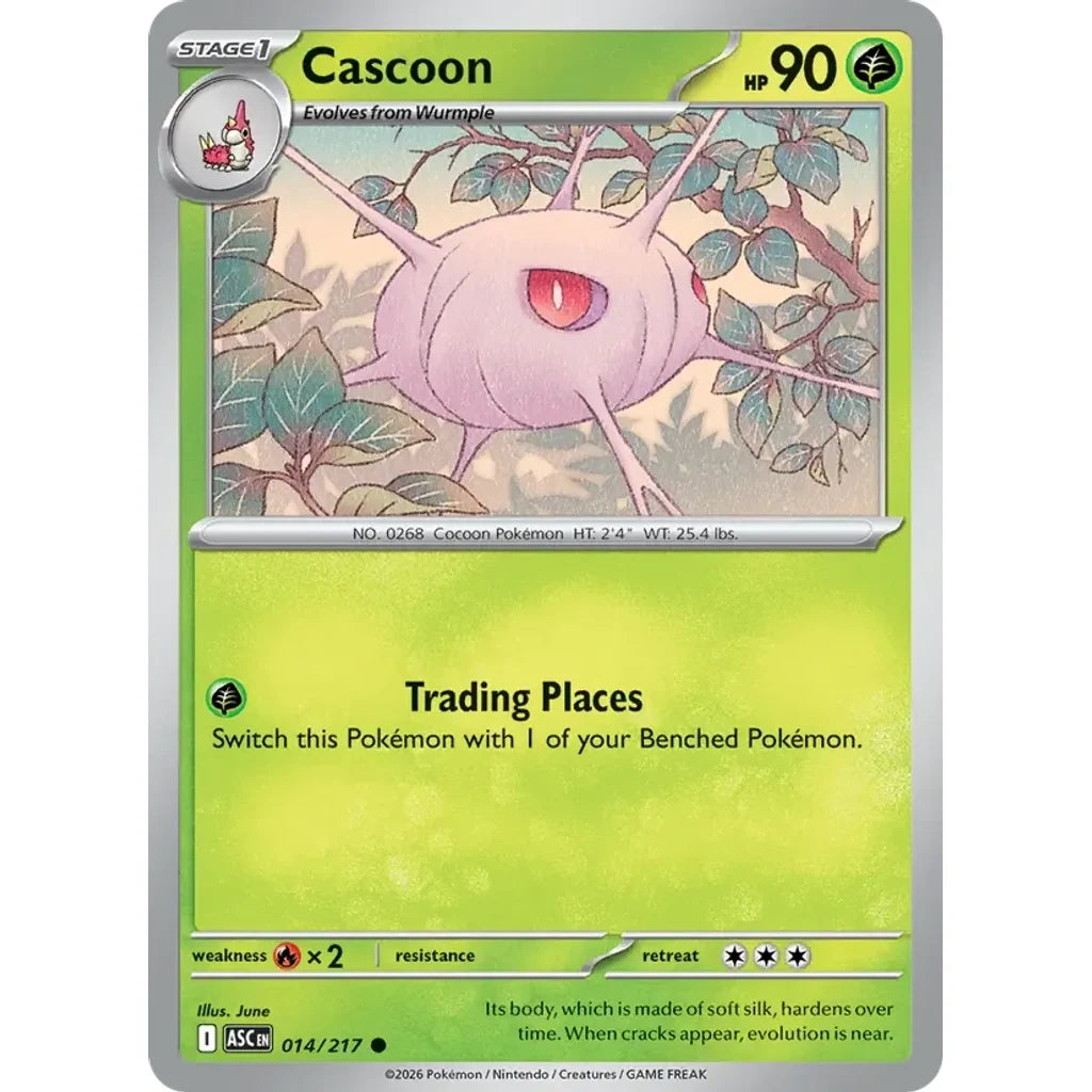Cascoon (Energy Symbol Pattern) 014/217 ME: Ascended Heroes Pokemon Reverse Holo Near Mint (NM) przód