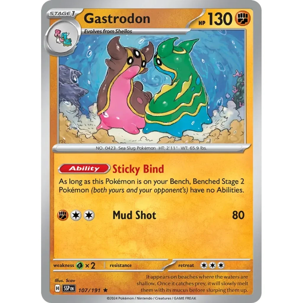 Gastrodon 107/191 Rare Surging Sparks Pokemon Holo Lightly Played (LP) przód