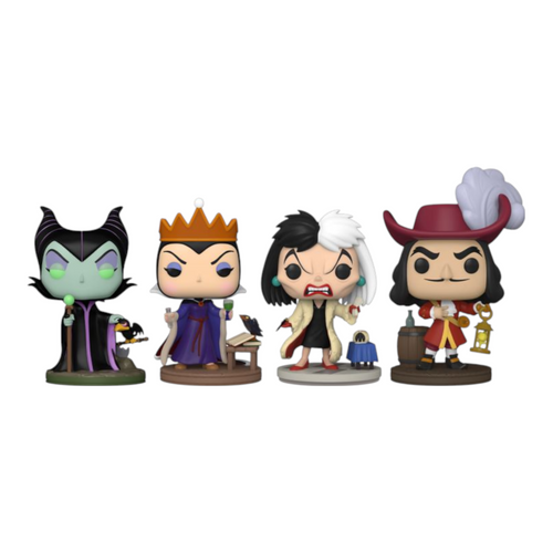 Funko POP! Evil Queen, Captain Hook, Cruella de Vil, Maleficent (Glow In The Dark)(EU)(Exclusive) POP! Disney: Villains by Funko (Pack 4)