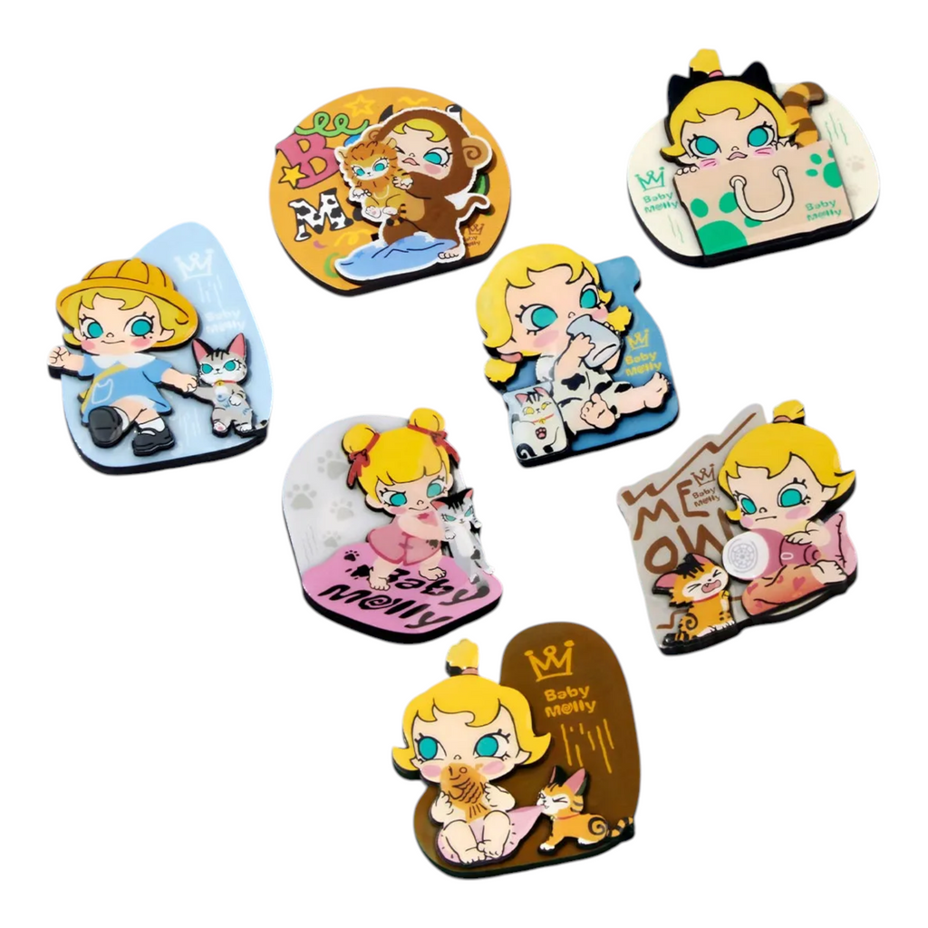 Pop Mart Baby Molly & Baby Tabby Series Fridge Magnet Sealed Case (9 Blind Box)