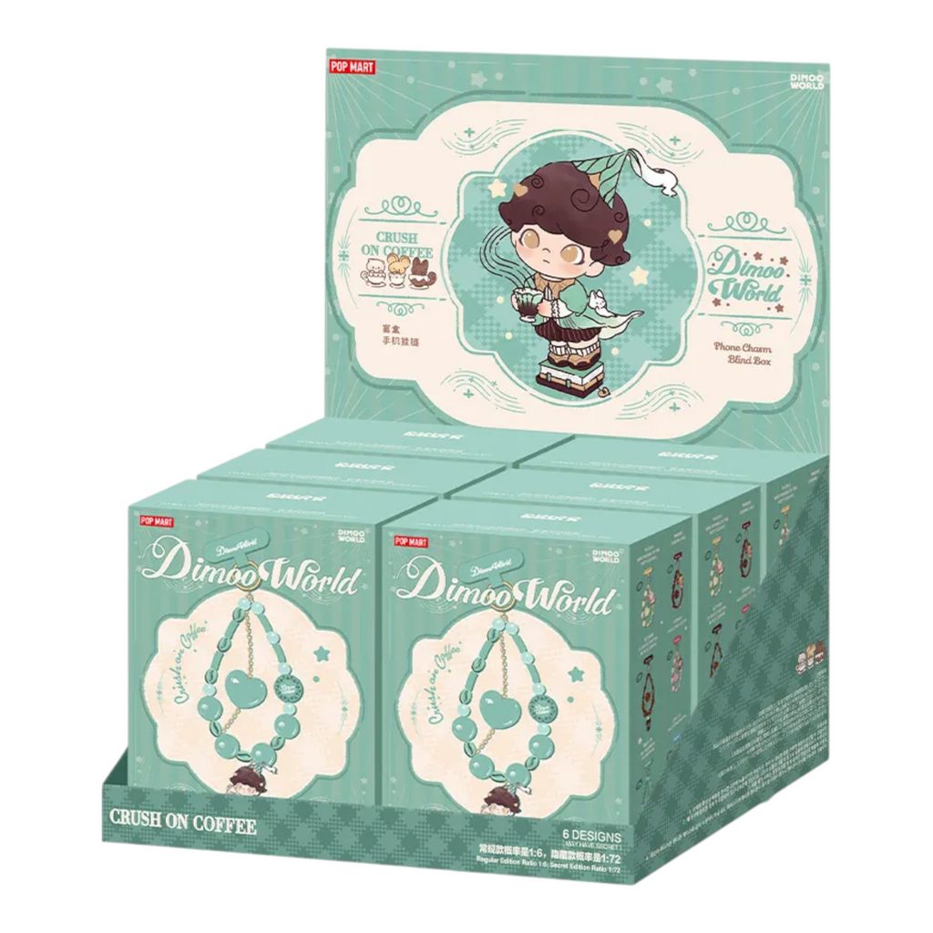 Pop Mart DIMOO Crush on Coffee Series Phone Charm Sealed Case (6 Blind Box)