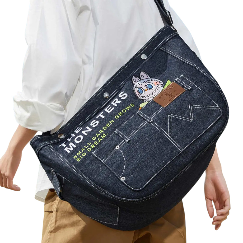 Pop Mart The Monsters Fall In Wild Series Denim Messenger Bag
