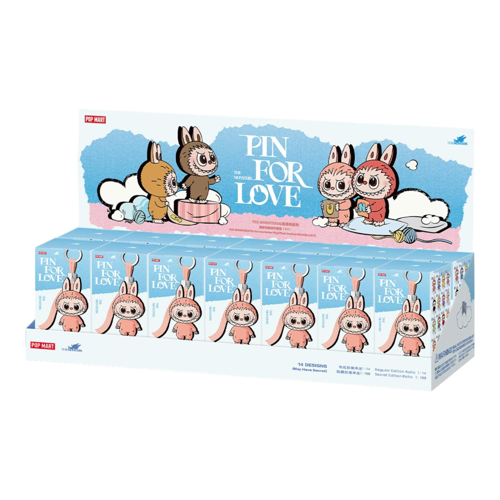 Pop Mart Labubu The Monsters Pin for Love Series Vinyl Plush Pendant (N-Z) Sealed Case (14 Blind Box)